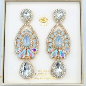 Eye Candy Earrings Gold Plated Glass Crystals Statement Earrings #547